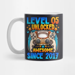 Level 5 Unlocked Awesome Since 2017 5Th Birthday Gaming Mug